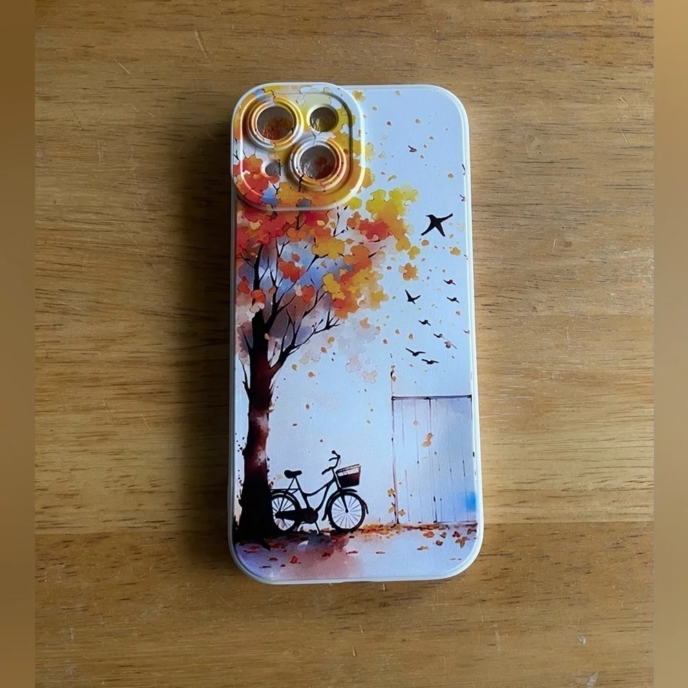 Cream iPhone 15 Fall Themed Phone Case - Picture 1 of 5